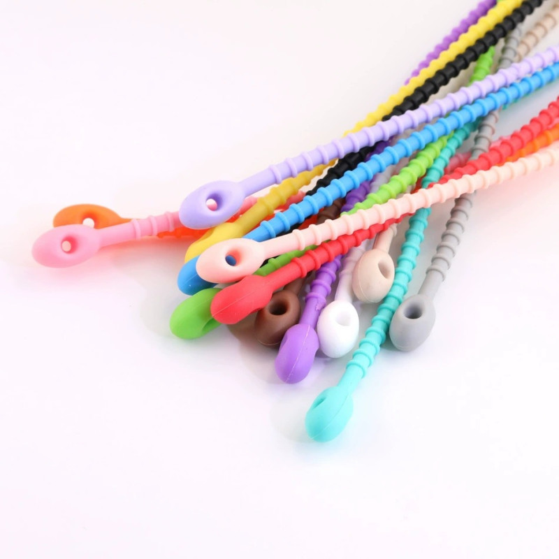 Customized Color Silicone Tie Tadpole Tie Diy Bag Keychain Doll Pendant Data Cable Tie