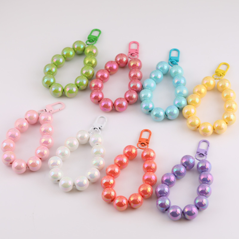 16mm Candy Color Uv Plated Round Beads Key Chain Pendant Mobile Phone Bag Decoration