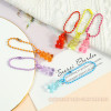 Candy Color Cute Transparent Bear Bead Chain Mobile Phone Keychain Handmade Diy Jewelry