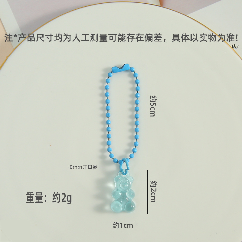 Candy Color Cute Transparent Bear Bead Chain Mobile Phone Keychain Handmade Diy Jewelry