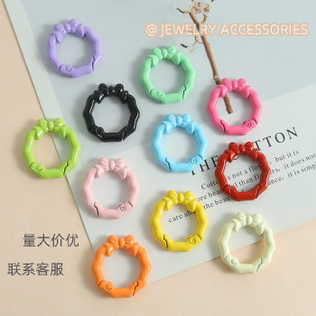 Candy Color Wreath Bow Spring Buckle Keychain Handmade Diy Jewelry Mobile Phone Chain