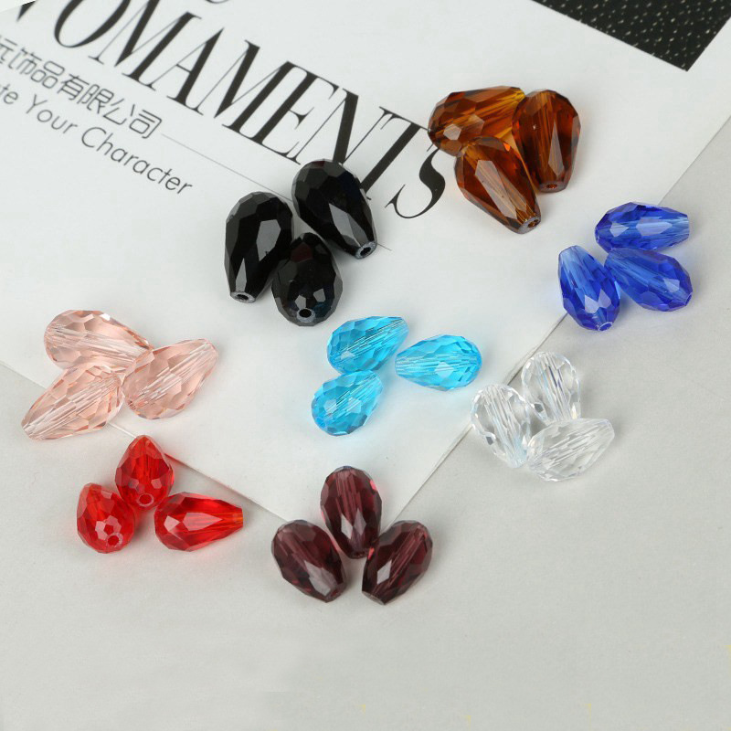Grade a Glass Crystal Beads Drop-shaped Handmade Diy Faceted Beaded Pendant Hairpin