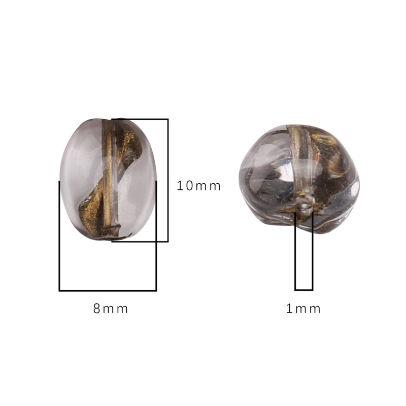 8x10mm Colored Glass Transparent Coffee Bean Loose Beads Handmade Diy Bracelet Necklace