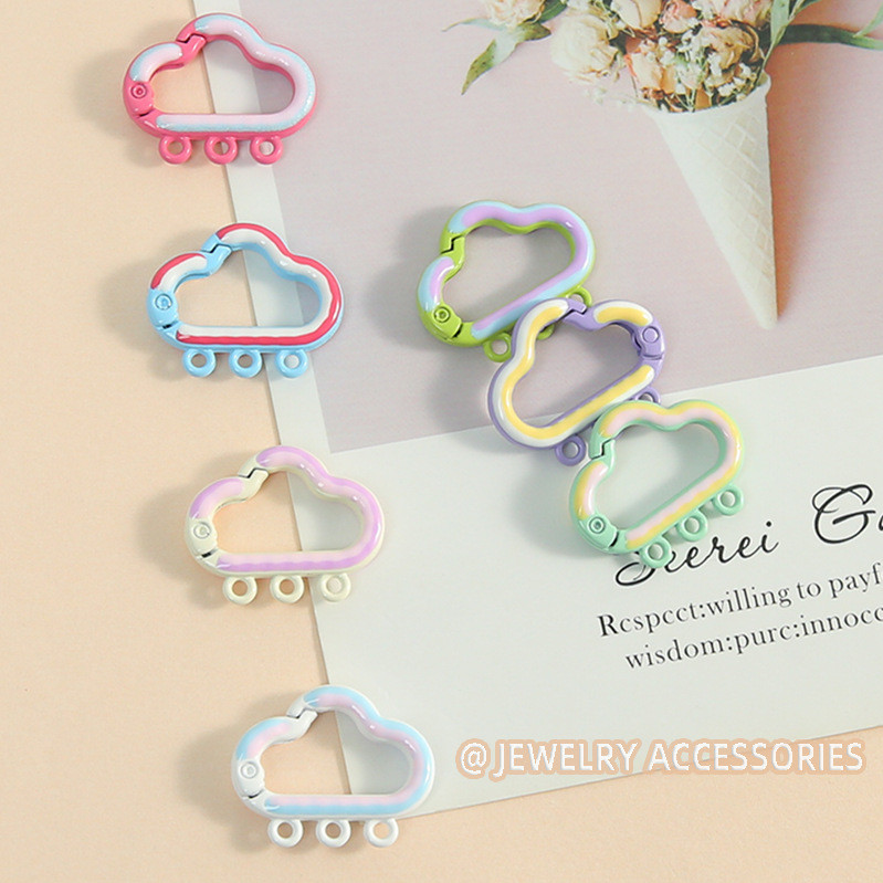 Candy Color Painted Cloud Spring Buckle 3 Hanging Holes Mobile Phone Chain Handmade Diy