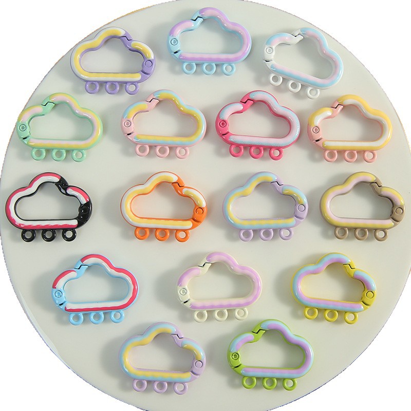 Candy Color Painted Cloud Spring Buckle 3 Hanging Holes Mobile Phone Chain Handmade Diy