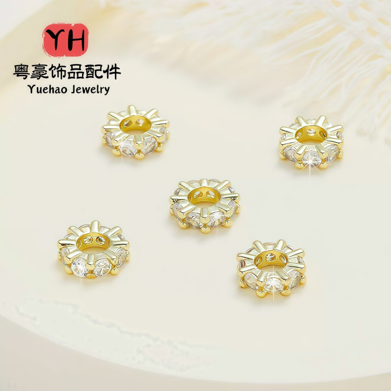 14k Gold-filled High Color Retention Zirconium Wheel-shaped Bracelet Spacer Accessories