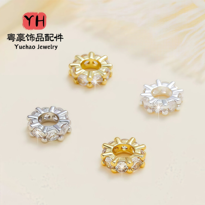 14k Gold-filled High Color Retention Zirconium Wheel-shaped Bracelet Spacer Accessories