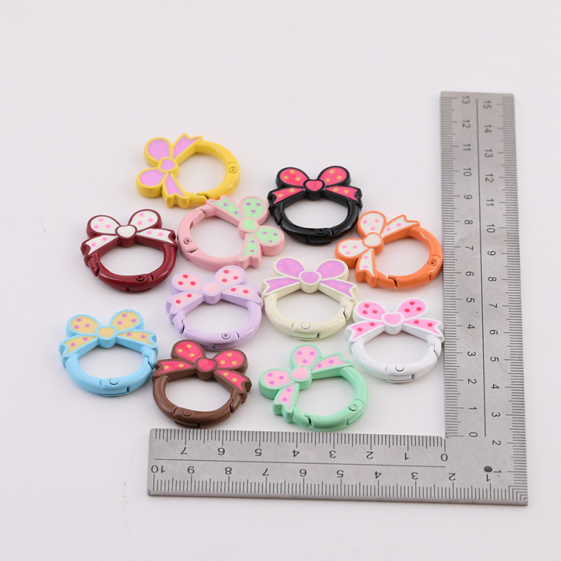 Candy Paint Color Polka Dot Bow Spring Ring Buckle Bag Bracelet Decorative Hanging Key