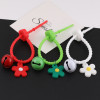 Colorful Silicone Plum Blossom Rope Ties, Soft Rubber Flower Pet Bell Accessories