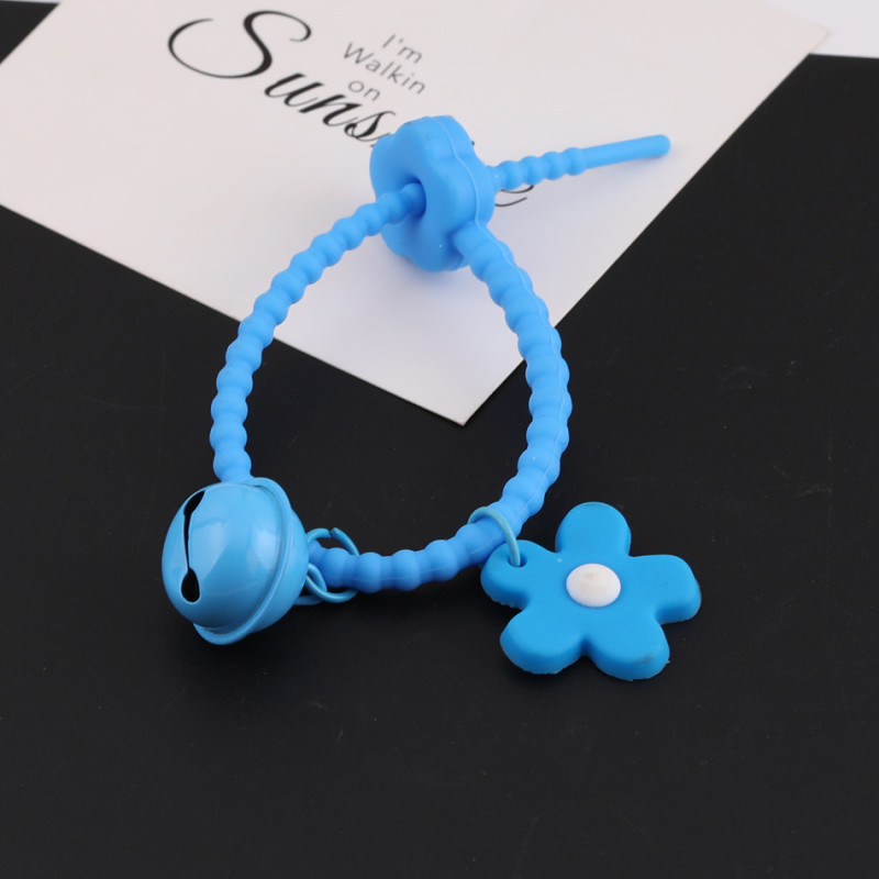 Colorful Silicone Plum Blossom Rope Ties, Soft Rubber Flower Pet Bell Accessories
