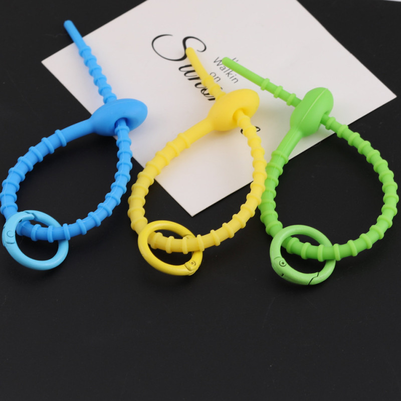 Colorful Silicone Tie with Spring Ring Data Cable Storage Key Chain Diy Bag Lanyard