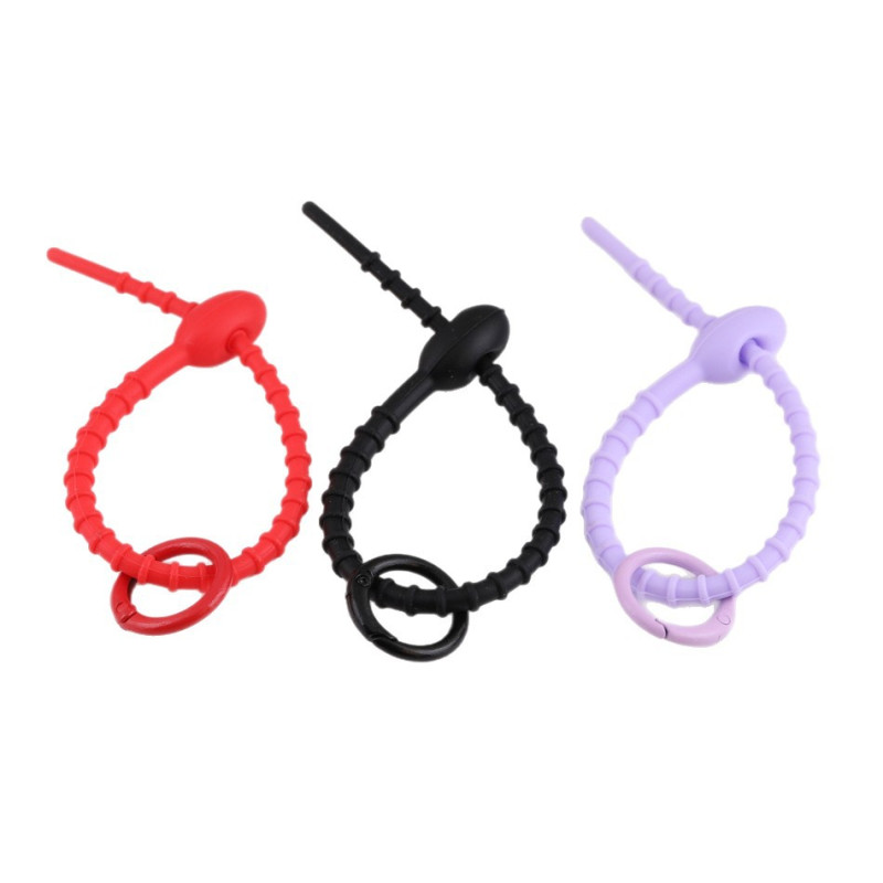 Colorful Silicone Tie with Spring Ring Data Cable Storage Key Chain Diy Bag Lanyard
