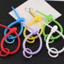 Colorful Silicone Tie with Spring Ring Data Cable Storage Key Chain Diy Bag Lanyard