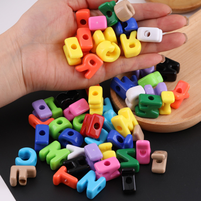Colorful Acrylic Large Hole English Letter Beads Diy Handmade Beaded Bracelet Keychain