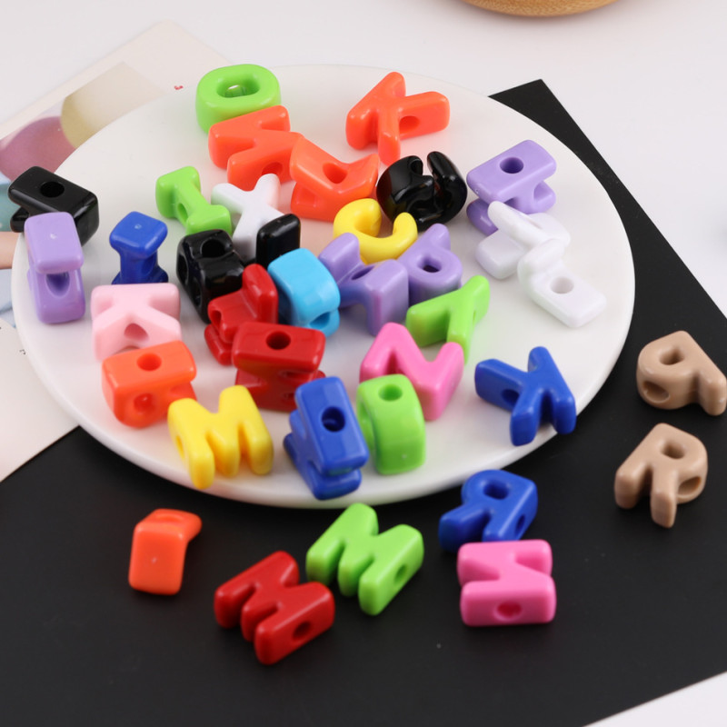 Colorful Acrylic Large Hole English Letter Beads Diy Handmade Beaded Bracelet Keychain