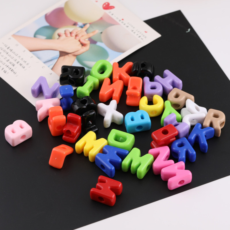 Colorful Acrylic Large Hole English Letter Beads Diy Handmade Beaded Bracelet Keychain