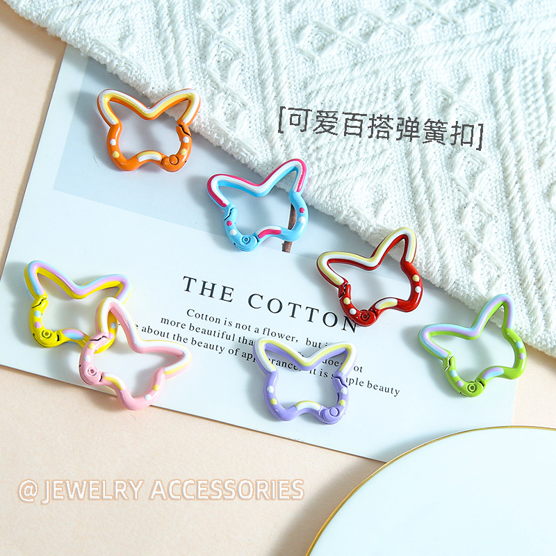 Candy Color Painted Butterfly Spring Buckle Cute Handmade Diy Backpack Mobile Phone Chain