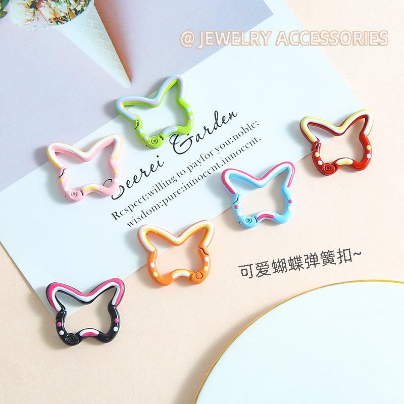 Candy Color Painted Butterfly Spring Buckle Cute Handmade Diy Backpack Mobile Phone Chain