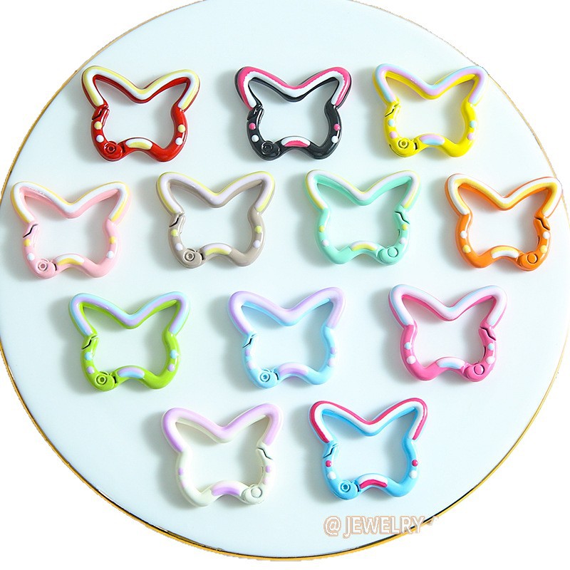 Candy Color Painted Butterfly Spring Buckle Cute Handmade Diy Backpack Mobile Phone Chain