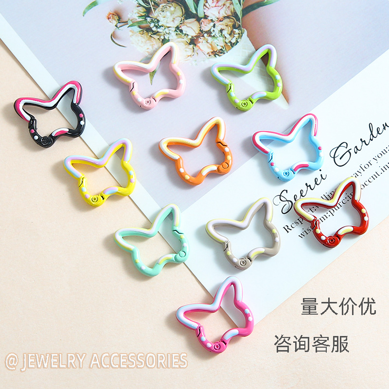 Candy Color Painted Butterfly Spring Buckle Cute Handmade Diy Backpack Mobile Phone Chain