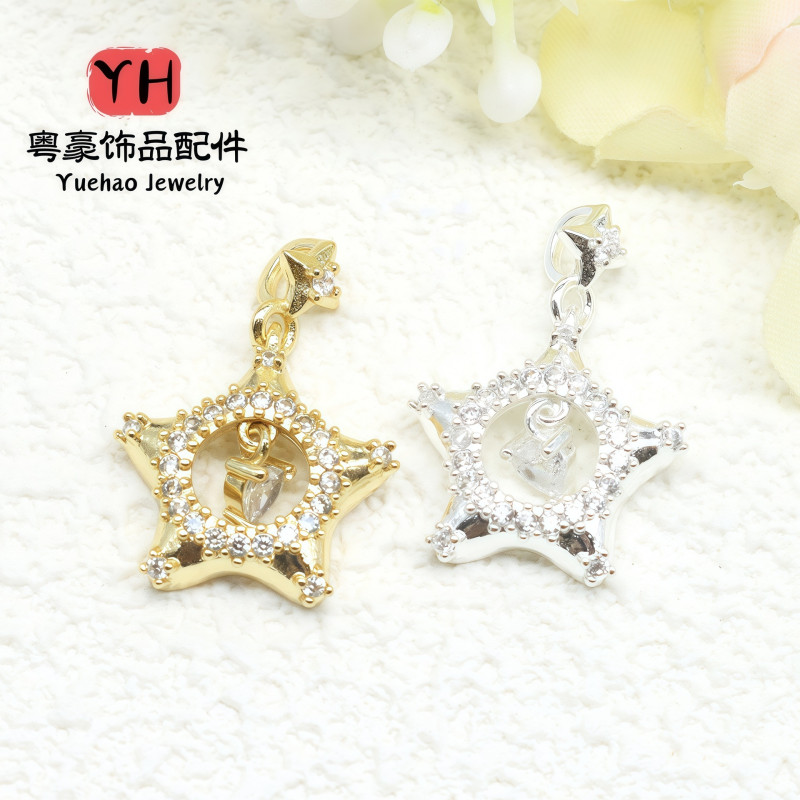 14k Gold-filled Color-preserving Zircon Pendant Full of Diamond Wings Bow Lift Diy