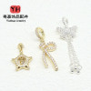 14k Gold-filled Color-preserving Zircon Pendant Full of Diamond Wings Bow Lift Diy