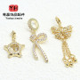 14k Gold-filled Color-preserving Zircon Pendant Full of Diamond Wings Bow Lift Diy