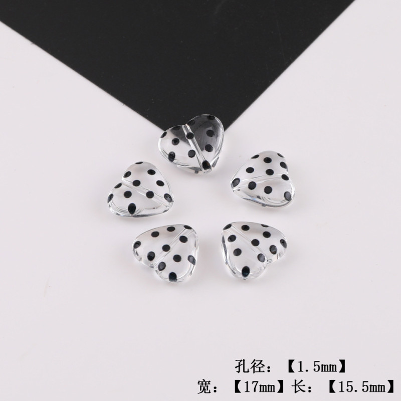 Transparent Black Polka Dot Bow Love Flower Acrylic Pendant Diy Handmade Bracelet Beaded