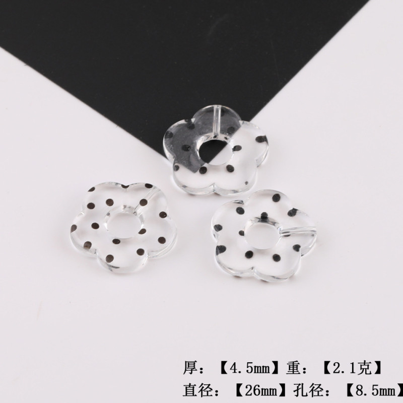 Transparent Black Polka Dot Bow Love Flower Acrylic Pendant Diy Handmade Bracelet Beaded