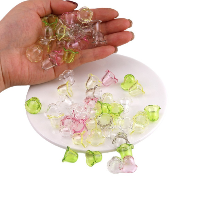 18*14mm Transparent Lily of the Valley Flower Windbell Acrylic Bell Lace Pendant Diy