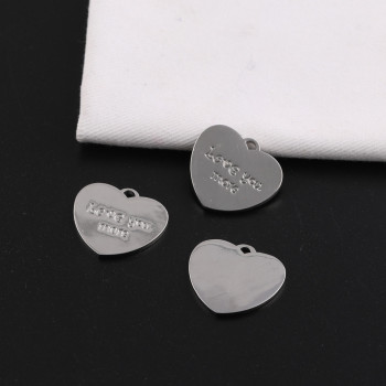Simple English Letters Love Heart-shaped Alloy Pendant Diy Production Necklace Decoration