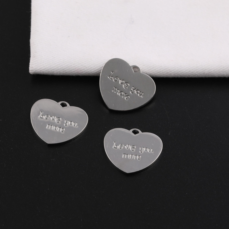 Simple English Letters Love Heart-shaped Alloy Pendant Diy Production Necklace Decoration