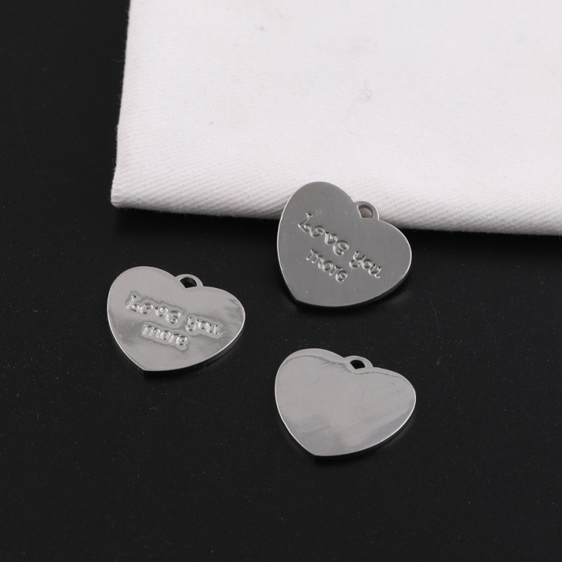 Simple English Letters Love Heart-shaped Alloy Pendant Diy Production Necklace Decoration