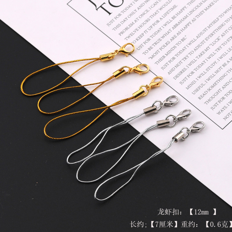 Simple Gold and Silver Wire Mobile Phone Rope with Lobster Clasp Jewelry Lanyard Diy