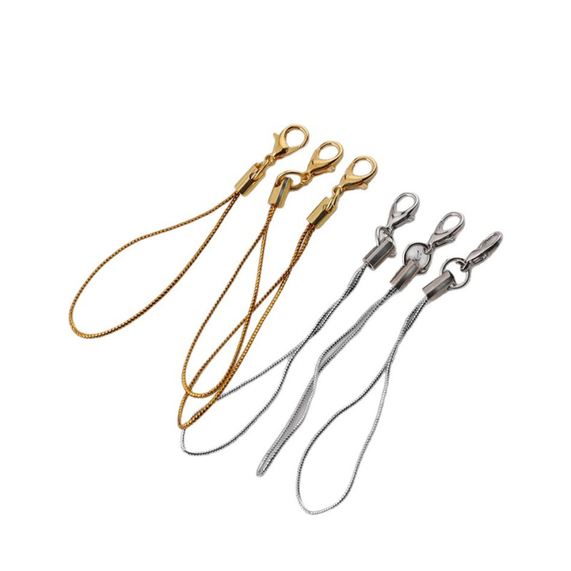 Simple Gold and Silver Wire Mobile Phone Rope with Lobster Clasp Jewelry Lanyard Diy