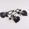 Creative new black leather love hollow star bow keychain bag pendant jewelry accessories