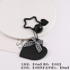 Creative new black leather love hollow star bow keychain bag pendant jewelry accessories