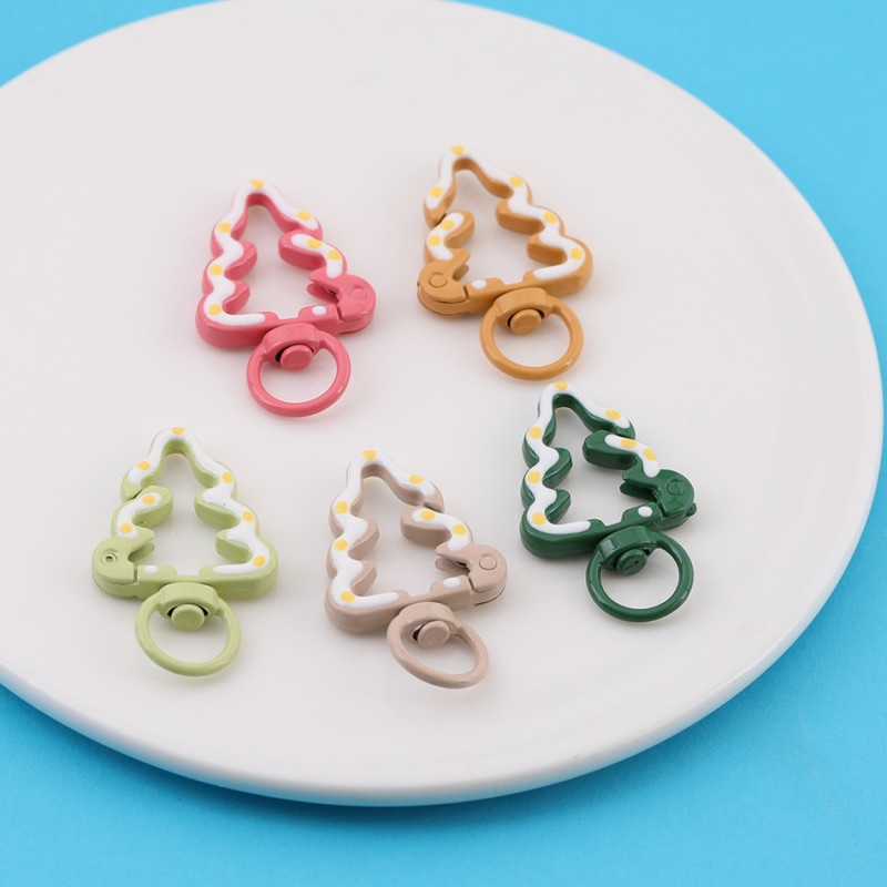 Creative Paint Painted Christmas Tree Spring Buckle Jewelry Accessories Keychain Bag