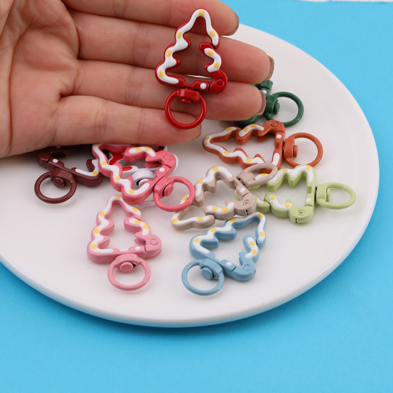 Creative Paint Painted Christmas Tree Spring Buckle Jewelry Accessories Keychain Bag