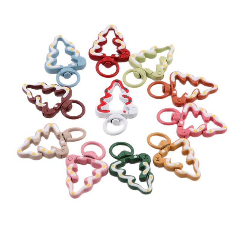 Creative Paint Painted Christmas Tree Spring Buckle Jewelry Accessories Keychain Bag