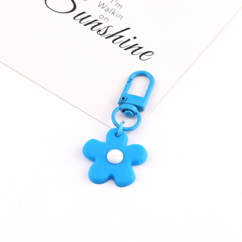 Small Fresh Colorful Soft Glue Flower Candy Color Door Buckle Key Chain Pendant Key Ring