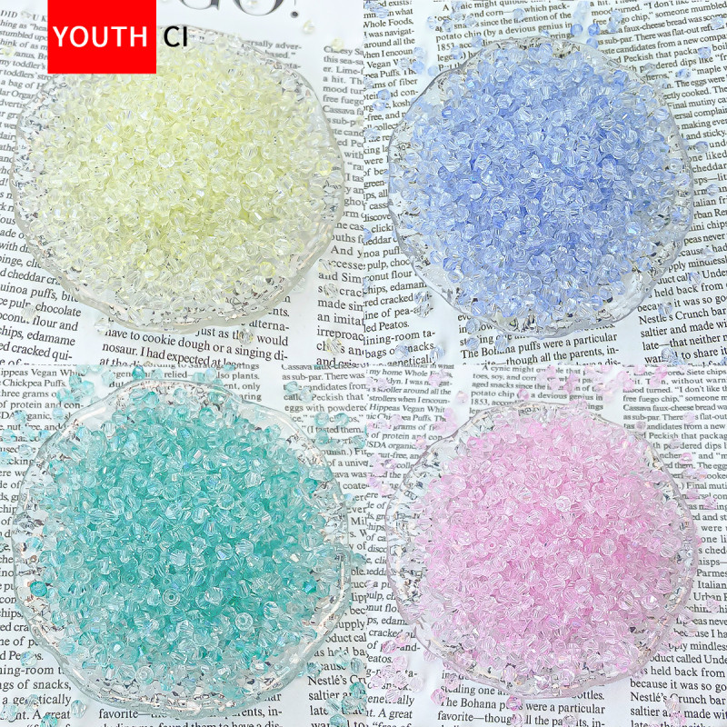 4mm Double-pointed Rhombus Crystal Door Curtain Loose Beads Bracelet with Diy Jewelry
