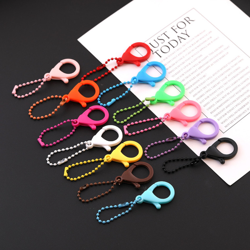 Colorful Plastic Lobster Clasp with Bead Chain Key Handmade Diy Plush Doll Jewelry
