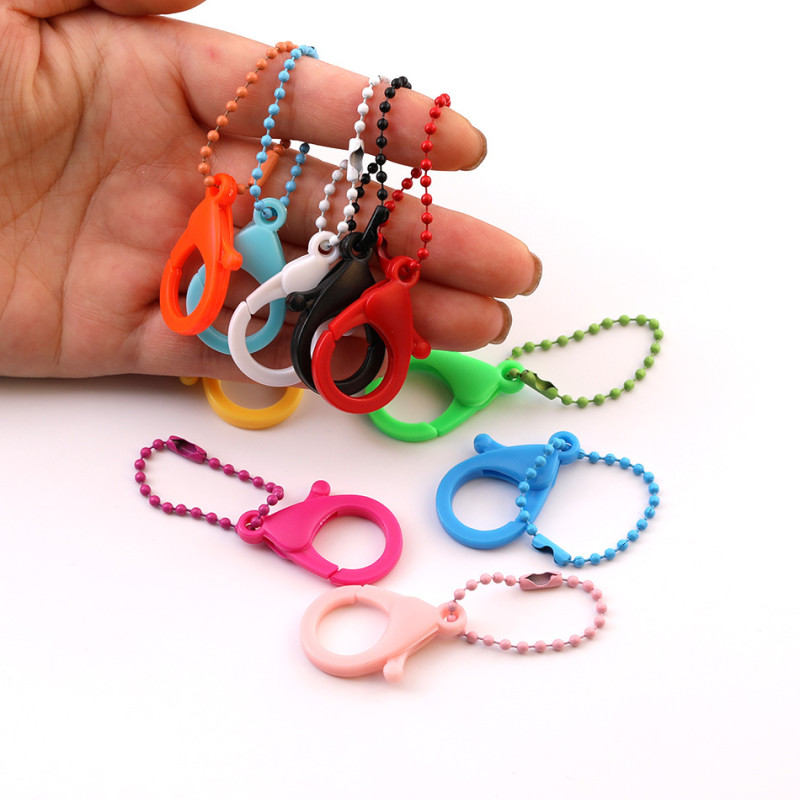 Colorful Plastic Lobster Clasp with Bead Chain Key Handmade Diy Plush Doll Jewelry