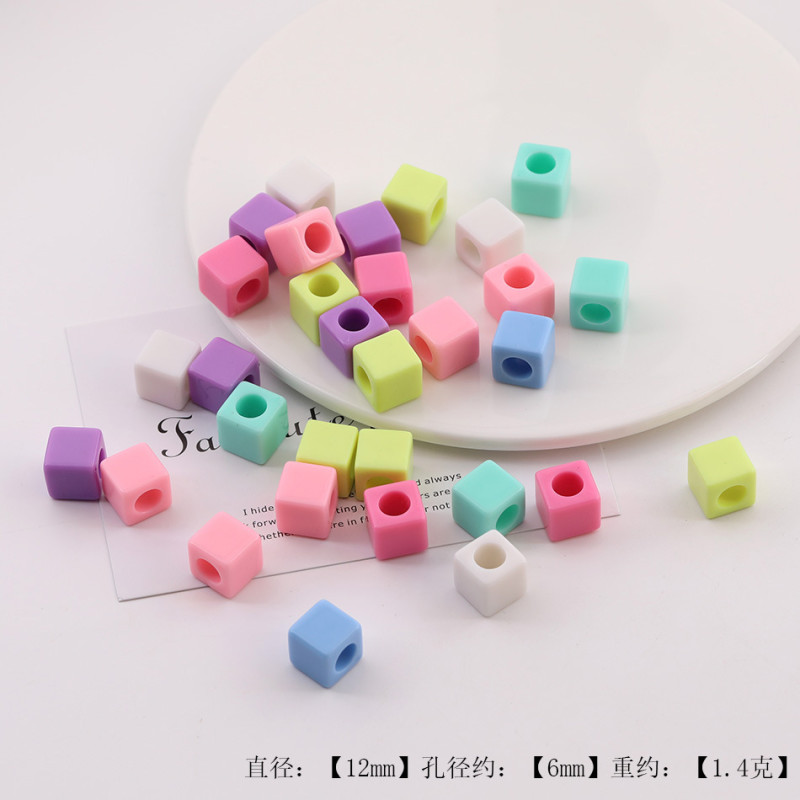 Candy Color Large Hole Star Square Love Bulk Straight Beads Diy Handmade Beaded Hair