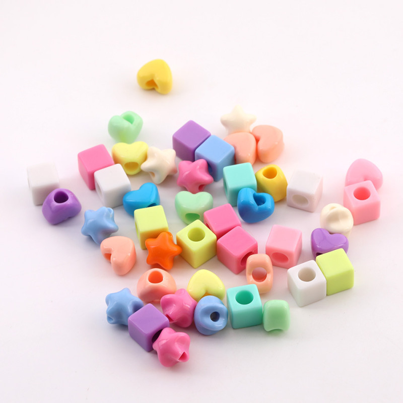 Candy Color Large Hole Star Square Love Bulk Straight Beads Diy Handmade Beaded Hair