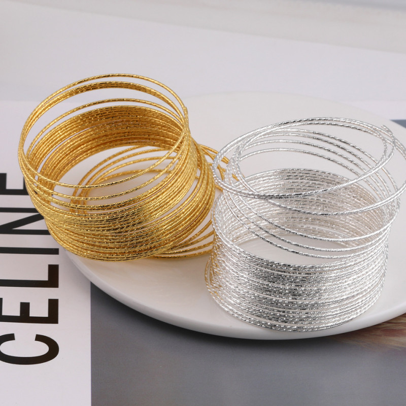 60-100mm Embossed Memory Wire Ring Multi-layer Plain Bracelet Diy Handmade Jewelry