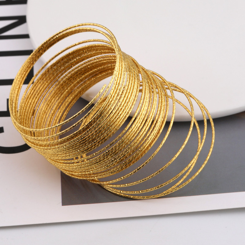 60-100mm Embossed Memory Wire Ring Multi-layer Plain Bracelet Diy Handmade Jewelry