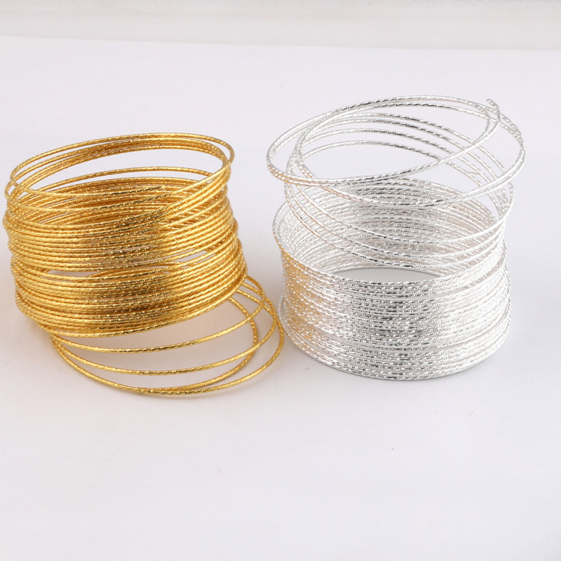 60-100mm Embossed Memory Wire Ring Multi-layer Plain Bracelet Diy Handmade Jewelry