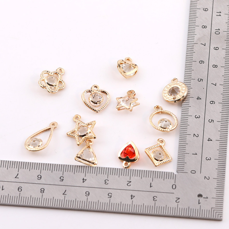 Mixed Style Simple Diamond-encrusted Flower Love Pendant Diy Handmade Bracelet Necklace